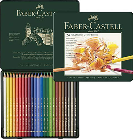 Faber-Castell 24 Piece Polychromous Colored Pencil Set in Metal Tin Faber-Castell
