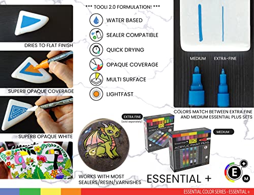 Acrylic Markers, Paint Pens Assorted Vibrant Markers for Rock Painting, Canvas, Glass, Mugs, Wood, Ceramic, Fabric, Metal, Scrapbooking. Non Toxic, TOOLI-ART