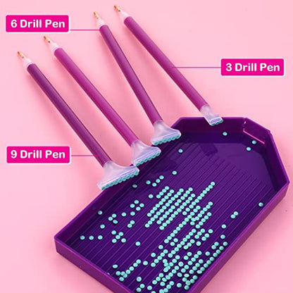 Cobee 25 Pcs 5D Diamond Painting Accessory Set - No Wax Needed Self Stick Drill Diamond Pens+ Tweezers + Small Diamond Storage Trays + Rhinestones - WoodArtSupply