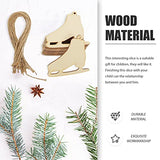 SEWACC 40 Sets Christmas Ice Skates Wooden Pendants Unfinished Wood Chips DIY Wood Slices Graffiti Pendants Hanging Ornaments SEWACC