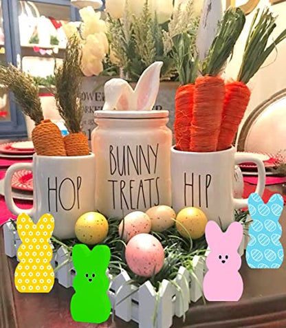 12 Pieces Easter Wooden Bunny Cutouts Unfinished Bunny Table Wooden Signs Peeps Bunny Shaped Blank Wooden Signs Rabbit Shape Tabletop Decoration for
