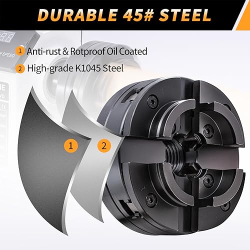 CXRCY 4Inch Lathe Chuck for Woodworking, 4-Jaw Self-Centering Wood Lathe Chuck Set with 1"x8TPI Thread CXRCY