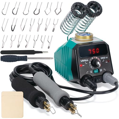 YIHUA 939D-VI Dual Pen Wood Burning Kit with Digital Display with 20 Wire Nibs, Detachable Wood Burning Pen, 2 Wood Pieces, Tweezers Used as Wood YIHUA