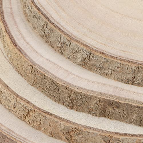 LEXININ 10 Pack 7-8 Inches Natural Round Wood Slices, Unfinished Rustic Wood Slices, Large Wooden Circles for Weddings, Table Centerpieces, Crafts, - WoodArtSupply