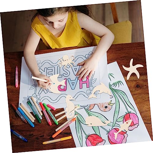 Anneome 28pcs Doodle Marine Wood Chips Unfinished Wood Hanging Wood Ornaments Wood Fish Cutouts Blank Sea Animals Wooden Cutouts Wooden Fish Wooden Anneome