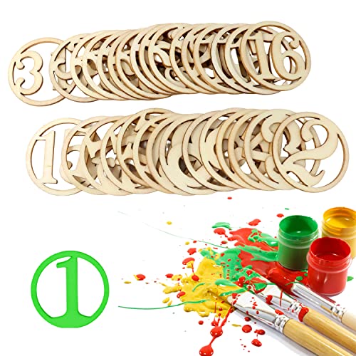 yueton 1-31 Wooden Numbers Ornaments, Unfinished Number Wood Pieces Wood Slices Wood Chips, Wooden Gift Tags, for Birthday, Wedding, Halloween,