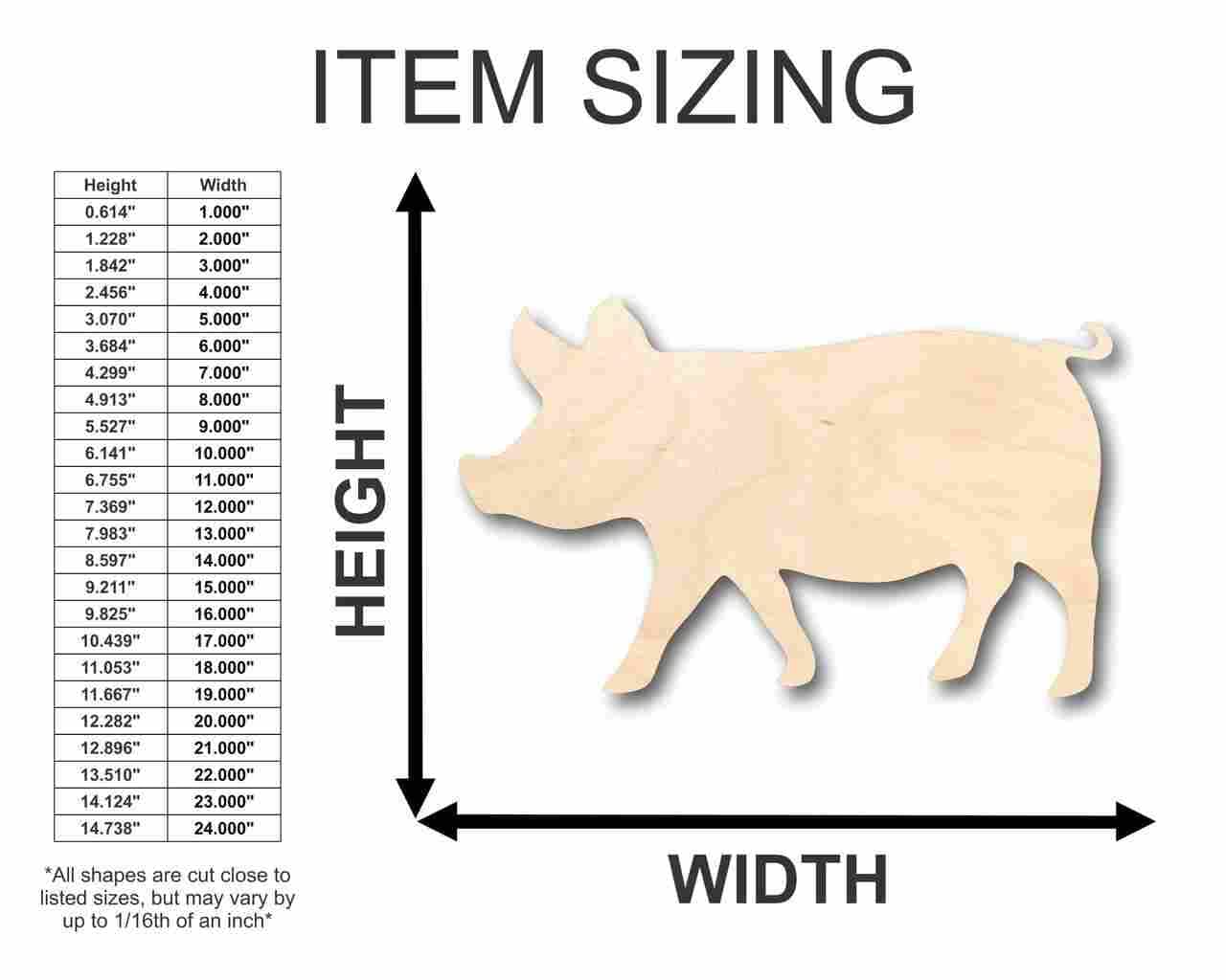 Unfinished Wood Pig Shape - Farm Animal - Craft - up to 24" DIY 4" / 1/4"