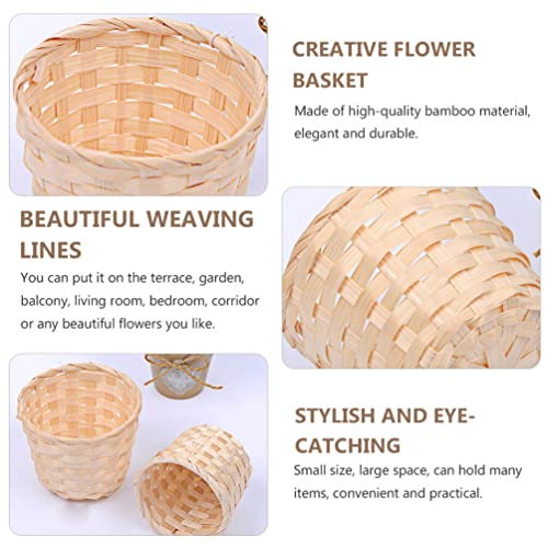 Zerodeko 12 PCS Miniature Artifical Wood Woven Baskets, Mini Woven Baskets Party Favor, Mini Woven Baskets Without Handles for Home Office Table Zerodeko