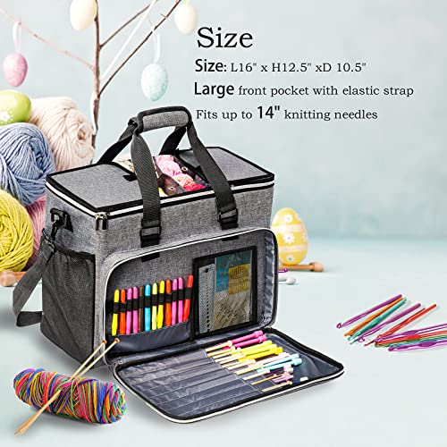 Knitting Bag, Large Yarn Storage Organizer, Crochet Bags and Totes, Yarn  Bags for Crocheting, Yarn Holder Case for Knitting Needles, Crochet Hooks,  Knitting Accessories, Unfinished Project, Grey. – WoodArtSupply