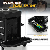 Magshion Rolling Stool with 3-Drawer Toolbox Padded Mechanic Stool Creeper Seat with Foldable Tool Tray 350 lbs Capacity Garage Workshop Stool Magshion