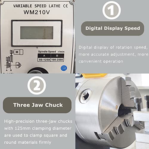 INTSUPERMAI Metal Lathe 8"X24" Mini Metal Lathe 1100W Benchtop Metal Lathe Inch Thread Wood Metal Lathe Variable Speed Lathe