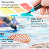 ARTEZA Real Brush Pens, Set of 12, Bright Tones, Blendable Watercolor Markers and 1 Water Brush, Art Supplies for School, Home, and Office ARTEZA