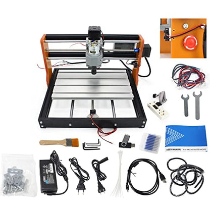 CNCTOPBAOS Upgrade 3018 Pro CNC Router Kit,with GRBL Offline Controller,with 3 Axis Limit Switches,Emergency Stop,3018-PRO DIY Mini Desktop Cutting