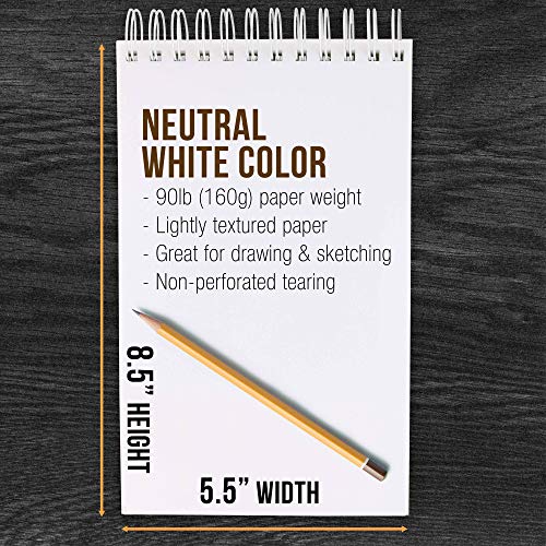 U.S. Art Supply 11 x 14 Top Spiral Bound Sketch Book Pad Pack of 2 30  Sheets Each 90lb (160gsm) - Acid-Free Heavyweight Paper Artist Sketching  Drawing Pad - Pencils Charcoal - Adults Students