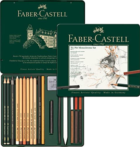 Faber-Castel 21 Piece Pitt Monochrome Tin Set Faber-Castell