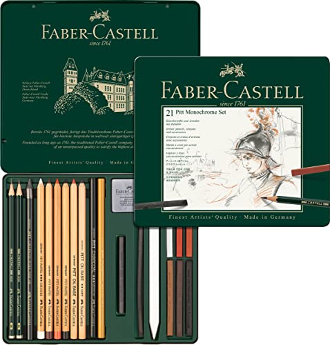 Faber-Castel 21 Piece Pitt Monochrome Tin Set - WoodArtSupply