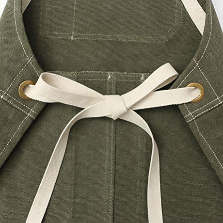 Jeanerlor - 16oz Water-Resistant Work Hairdresser Canvas Aprons for Women Painting Garden Tool Apron with Pockets（Olive Green） Adjustable S to M Jeanerlor
