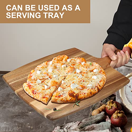 Large Wood Cutting Board with Handle 17" x 13" Simple Best Wooden Charcuterie Boards Butcher Block Teak Cutting Boards for Kitchen Meat Cheese Ayiaren