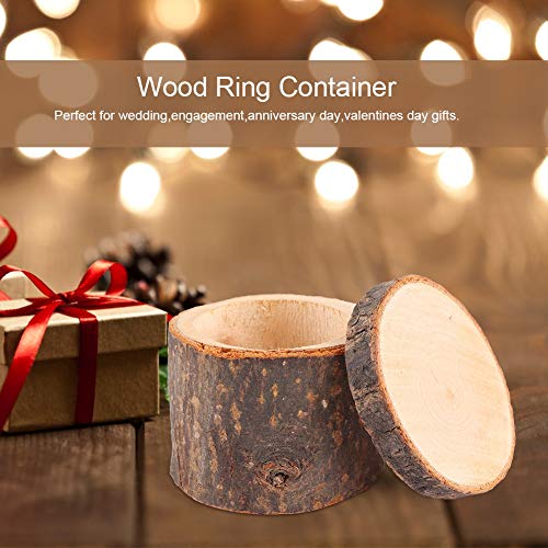 Liyeehao 3pcs/ Set Wood Wedding Ring Box Round Wooden Storage Boxes DIY Craft Jewelry Trinket Box DIY Rustic Wedding Ring Case Gift for Wedding, - WoodArtSupply