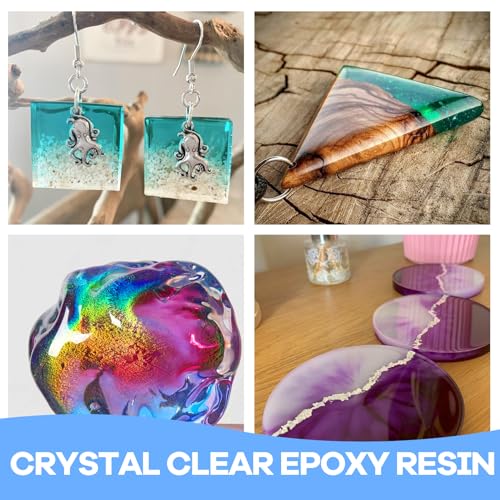 Epoxy Resin Crystal Clear, 2GALLON/256OZ Epoxy Resin kit Not Yellowing and No Bubble Self Leveling 2 Part Resin and Hardener for Mold for Casting Kapaga