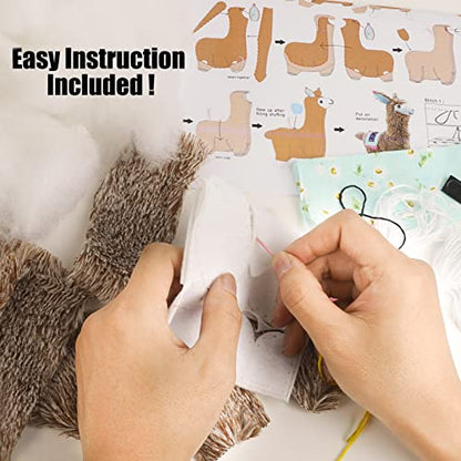 HKKYO Arts and Crafts for Kids Ages 8-12, Llama Sewing Kit for Kids, Make Your Own Stuffed Animal Kit, Alpaca Craft Sewing Kit, DIY Plush Craft