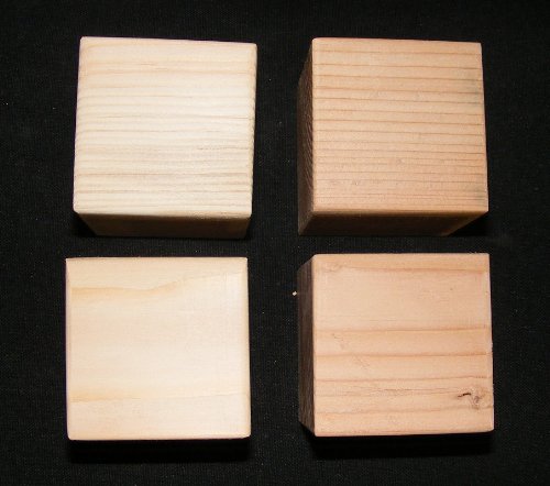 3.5-Inch Natural Unfinished Wood Blocks - Set of 4 Wooden Cubes (Each is 3 1/2 Inches Square) Steve's Gift Shoppe
