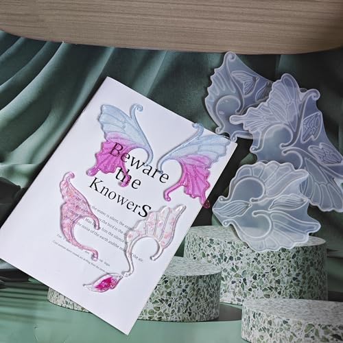 5 Set Earrings Silicone Resin Mold Ear Loop Butterfly Shaped Epoxy Silicone Casting Molds Hoops for Rings Jewelry Ornament Earring Eardrop Hooks, 3D Qinlunuho