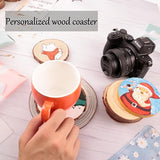 Unfinished Natural Wooden Slices 3.2-4 Inch Wood Circles for Crafts DIY Christmas Ornament Craft Wood Kit with Picture Hanging Strips,Blank Round KXEXK