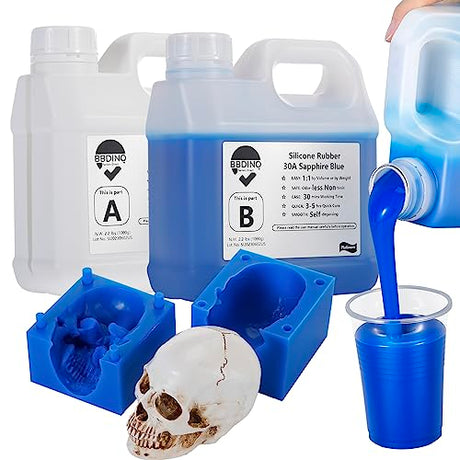 BBDINO Silicone Mold Making Kit,Liquid Silicone for Mold Making 30A Sapphire Blue,High Strength Silicone Rubber Mold Making Kit,1:1 by Volume Ideal BBDINO