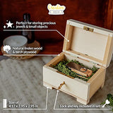 Creative Deco Small Wooden Jewelry Box | Lockable Storage Box with Lock & Key | 4.17 x 2.95 x 2.95 in | Plain, Unpainted & Unfinished | Keepsake Creative Deco