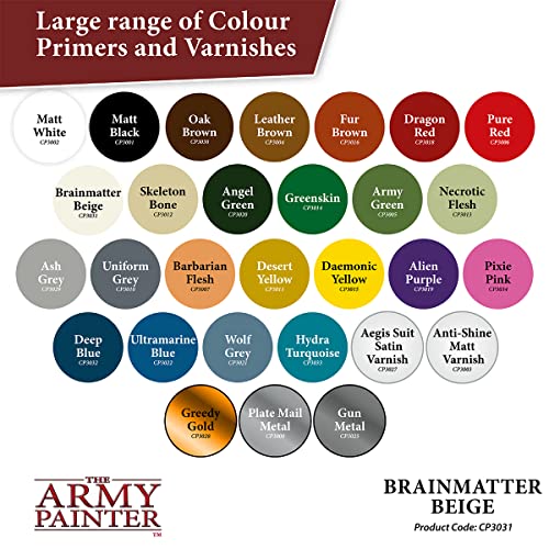 The Army Painter Color Primer Spray Paint, Brainmatter Beige, 400ml, 13.5oz - Acrylic Spray Undercoat for Miniature Painting - Spray Primer for The Army Painter