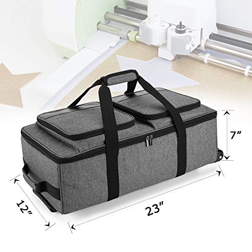 LUXJA Rolling Tote Compatible with Cricut Explore Air (Air2) and Maker, Carrying Case with Wheels and Storage Pockets Compatible with Cricut Die-Cut - WoodArtSupply