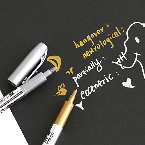 MYARTOOL Metallic Marker Pens, Gold and Silver Metallic Permanent Markers for Artist Illustration, Crafts, Gift Card Making, Scrapbooking, Fabric, MYARTOOL