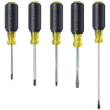 Klein Tools 80031 Screwdriver Set, 5-Piece Kit Includes 2 Slotted, 2 Phillips and 1 Square Tip Screwdriver, Cushion Grip Comfort Klein Tools