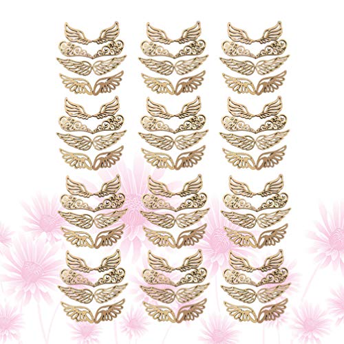 Amosfun Wood Slices Angel Wings Cutouts Craft DIY Ornaments for Birthday Christams Crafts Accessories 80pcs Amosfun