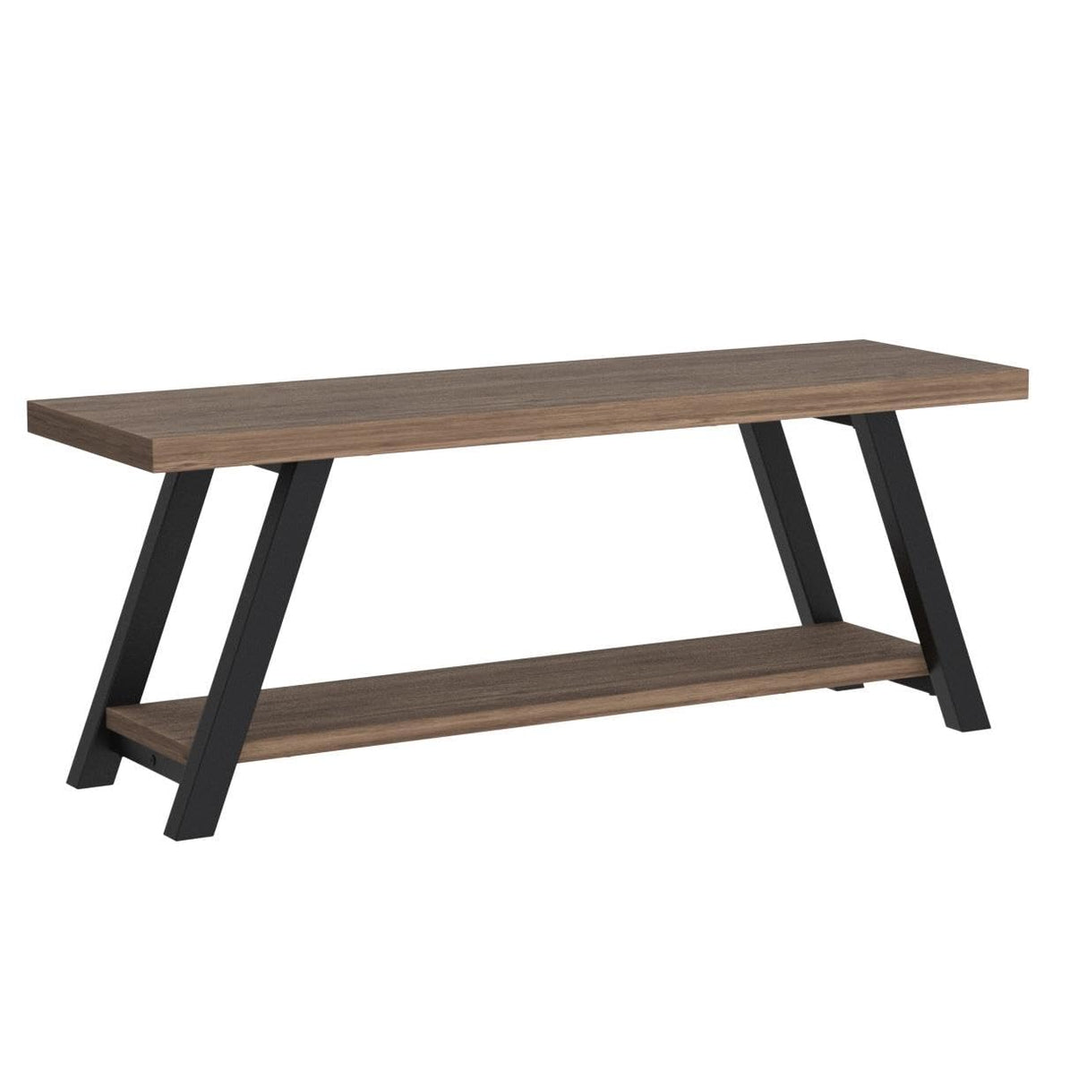 LVB Industrial Entryway Bench, Wood and Metal Storage Bench for Living Dining Room, Farmhouse Indoor Entry Way Shoe Benches Seat, Rustic Oak, 47 Inch LVB