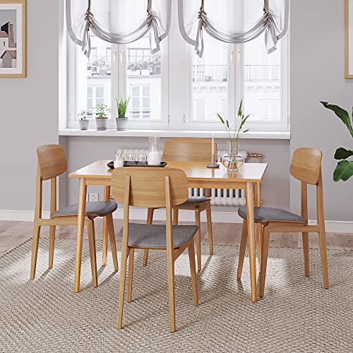 Panana Modern Dining Table 47 Inch Kitchen Table with Solid Wood Leg Oak Finish Dinner Table Dining Room Home Furniture Natural - WoodArtSupply