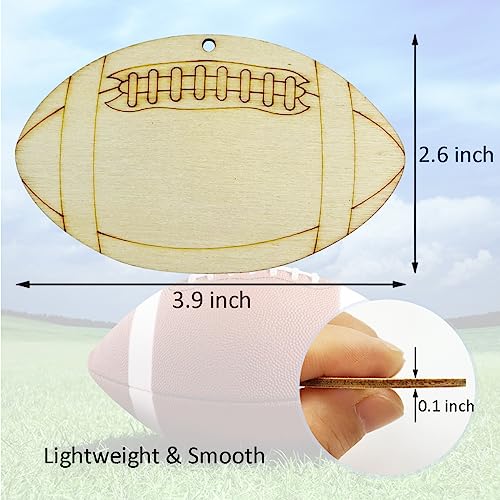 30pcs Unfinished Football Wood Cutouts Football Wood DIY Crafts Cutouts Blank Wooden Football Shaped Hanging Ornaments JEKEJIAJIU
