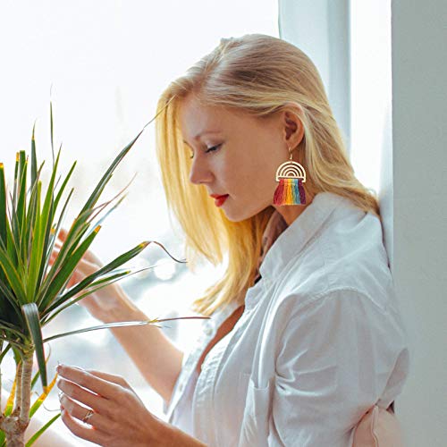 Macrame Earring Blanks Wood Earring Findings DIY Rainbow Earrings Pendants for Women Jewelry Making 1.6”x1.1” -24pcs Zhuper