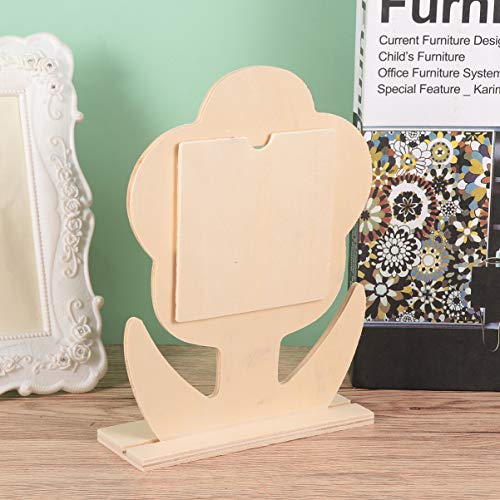 EXCEART Photo Frames 5pcs Unfinished Wood Photo Frame Blank Wooden Picture Frame Flower Shaped Painting Display Holder for DIY Crafts Office Home EXCEART