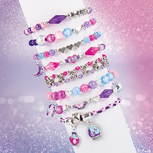Make It Real - Crystal Dreams: Spellbinding Jewelry & Gems - DIY Charm Bracelet Making Kit - Friendship Bracelet Kit with Beads, Charms & Cord - Arts Make It Real