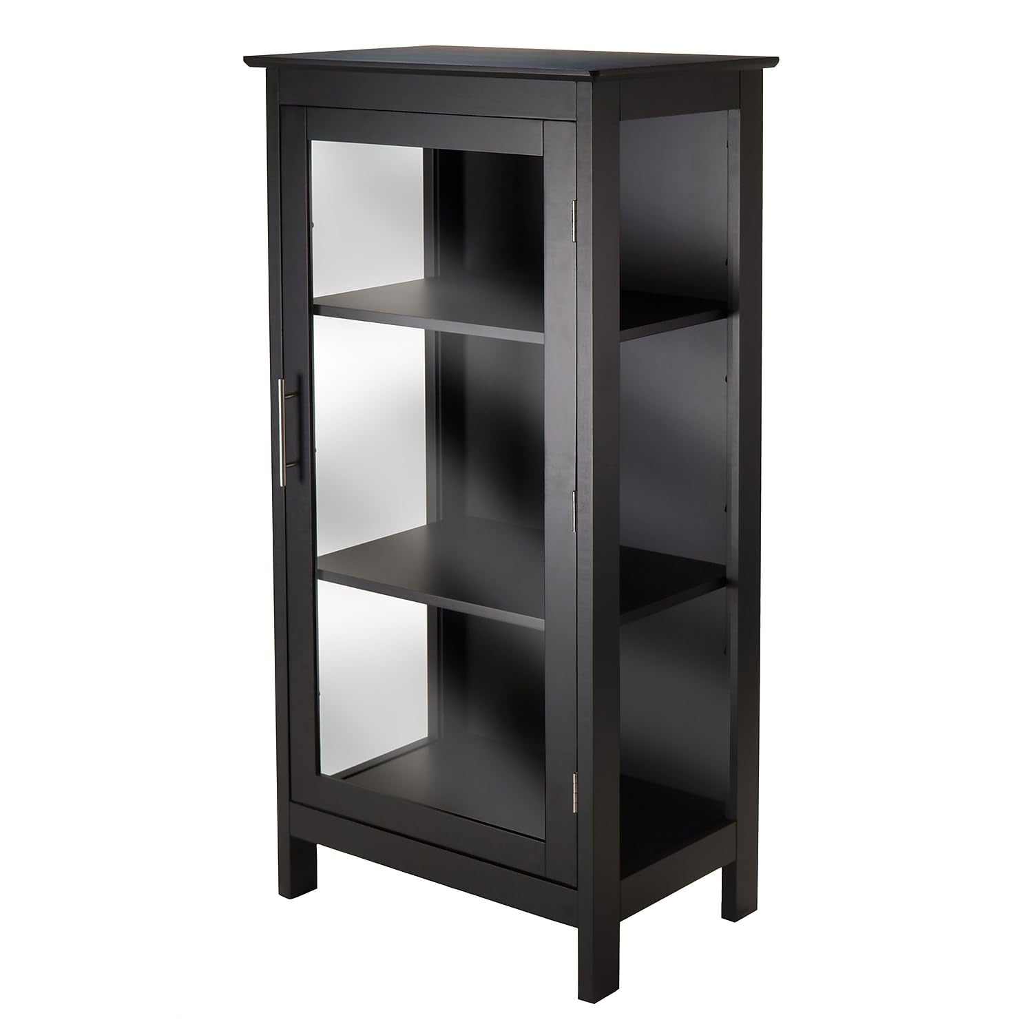 Winsome Poppy Display Cabinet with 3-Sided Tempered Glass, 47.2"H, Black (20523) - WoodArtSupply