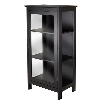 Winsome Poppy Display Cabinet with 3-Sided Tempered Glass, 47.2"H, Black (20523) - WoodArtSupply