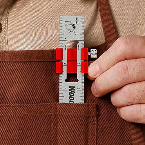 Woodpeckers Paolini Pocket Rules, 8 Inch Aluminum Woodworking Ruler with Slide Stops - WoodArtSupply