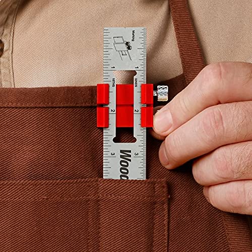 Woodpeckers Paolini Pocket Rules, 8 Inch Stainless Steel Woodworking Ruler with Slide Stops Woodpeckers