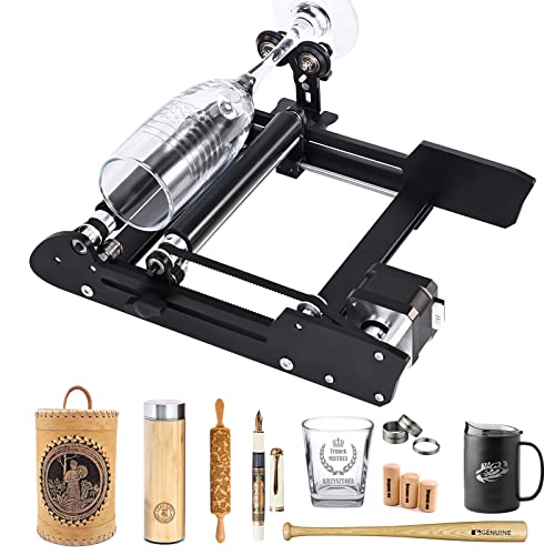 Laser Rotary Roller, Laser Engraver Y-axis Laser Rotary Attachment for 360° Engraving Cylindrical Object, Roller Sliding Adjustment, Compatible with - WoodArtSupply