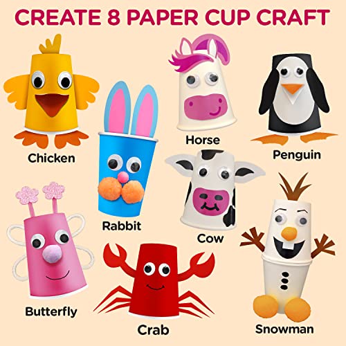 Arts and Crafts Kit for Kids Ages 3, 4, 5, 6 – Craft 8 Cute Animal Projects – Gift Crafts Set for Girls & Boys Ages 4-8 LC Crafts