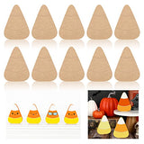 Whaline 10Pcs Halloween Wooden Candy Corn Cutouts with Line Blank Candy Corn Unfinished Table Wooden Signs for Halloween Home Kitchen Office Table Whaline