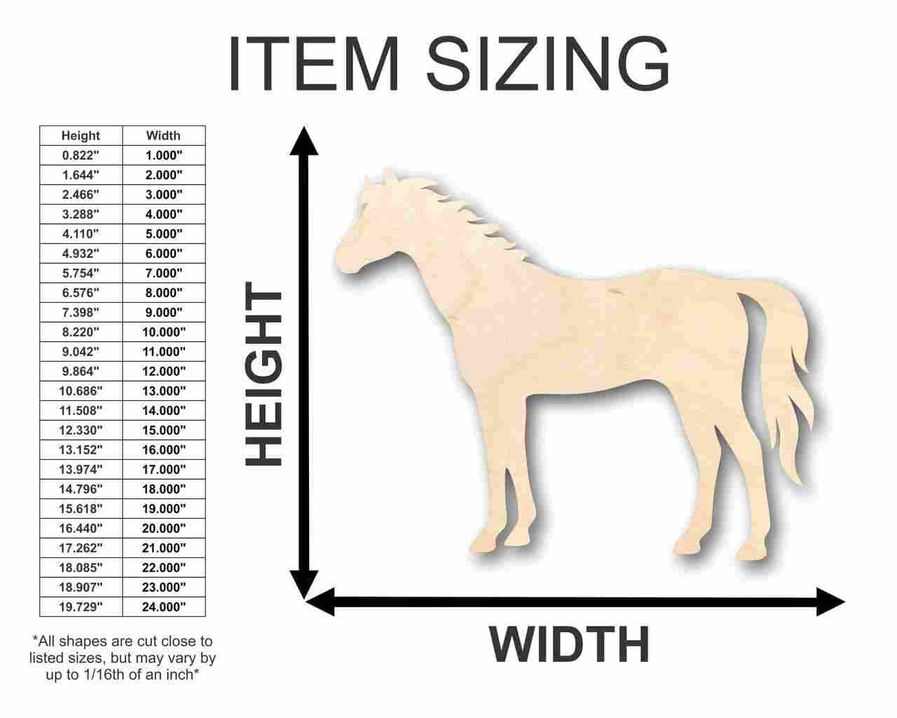 Unfinished Wood Horse Shape - Sport - Farm Animal - Craft - up to 24" DIY 24" / 1/8" - WoodArtSupply