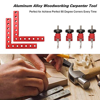 90 Degree Positioning Squares Right Angle Clamps 5.5" Aluminum Alloy Woodworking Carpenter Corner Clamping Tool for Picture Frame Box Cabinets